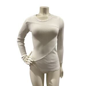 All Saints Ribbed Gia Tee Sz 2 Long Sleeve Top Womans White Quiet Luxury